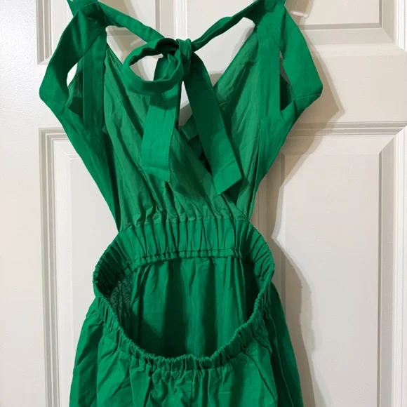 COMMENSE COTTON AND LINEN BACK TIE DETAIL DRESS SIZE M - Picture 6 of 11